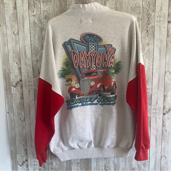 Vintage Daytona 95 Turkey Run Men's Sweatshirt- Red and Gray - Picture 1 of 7